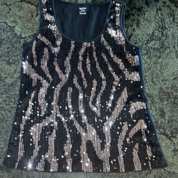 Michael Kors Tops - Michael Kors Black and silver  Sleeveless Scoop Neck Sequin Tank Top